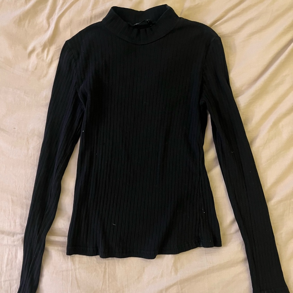 SHEIN Black Long Sleeve Ribbed Top